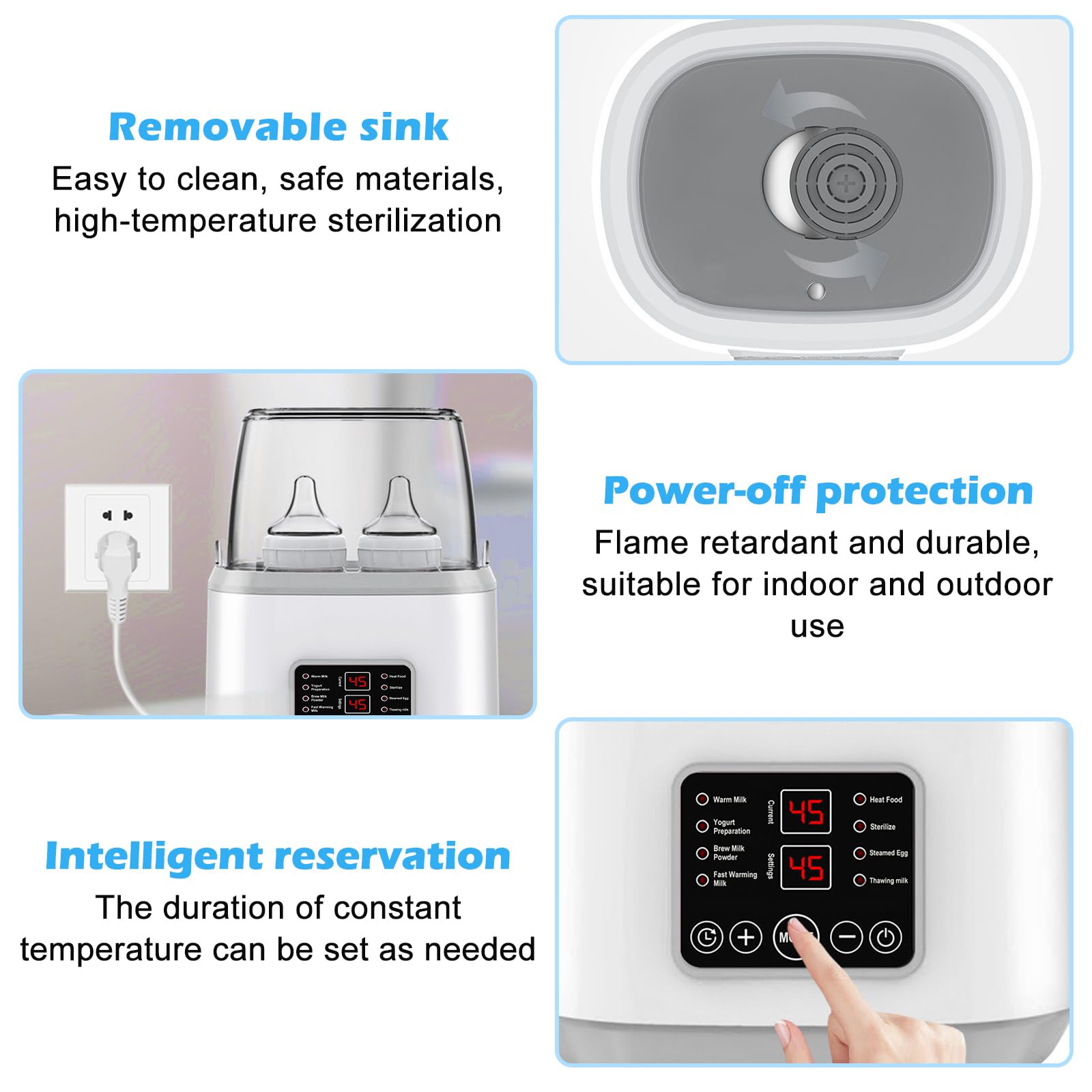 Chauffe-Biberon 8-en-1 avec Stérilisateur pour Biberons, Programmation Intelligente, Stérilisation à la Vapeur, Fonction de Maintien au Chaud 24H, Chauffe-Biberon pour Lait Maternel (Gris)