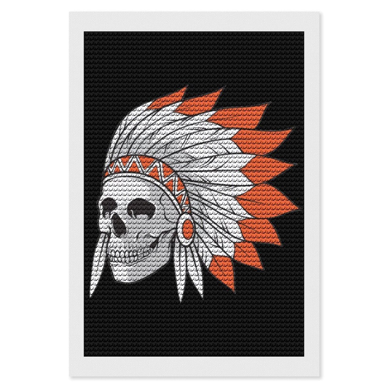 Nclqvjxzkhw Style Indian Skull Diamond Art Painting For Adult Round Diamonds Pictures Arts Crafts Home Wall Decor 8"X12"