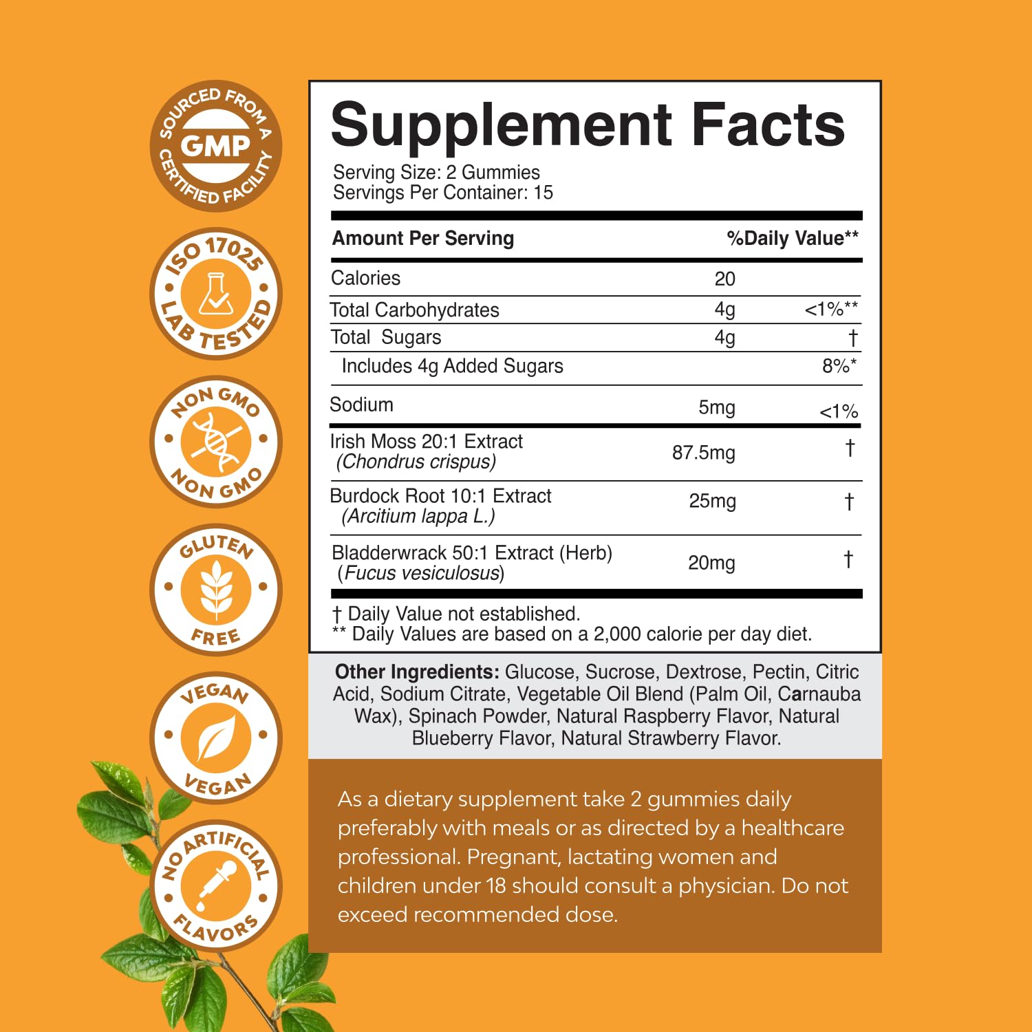 Irish Sea Moss Gummies with Bladderwrack & Burdock, Formula - 30 Count — Amazon image 3