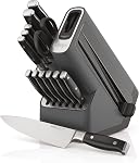 Ninja K32017 Produits alimentaires NeverDull 17 Ensemble de blocs de systèmes de couteau de qualité supérieure avec aiguiseur intégré, acier inoxydable/noir