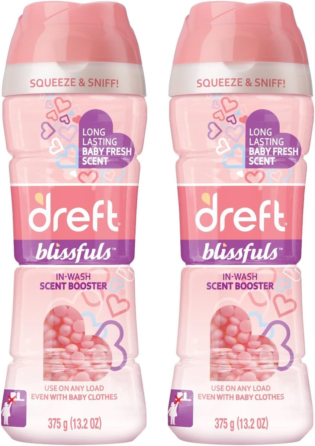 Dreft Blissfuls In-Wash Scent Booster - Baby Fresh Scent - HE Compatible (Works In ALL Machines) - Net Wt. 13.2 OZ (375 g) Each - Pack of 2