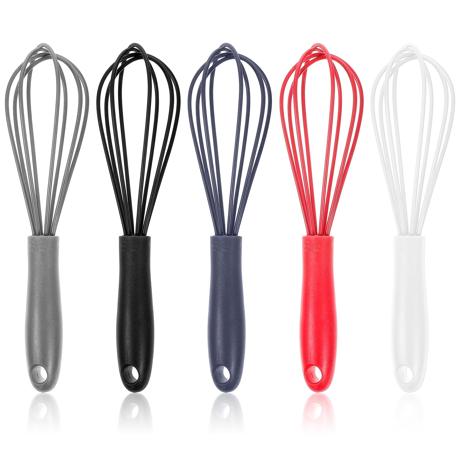 Elegaperma 5 Pcs Silicone Wisk,18 CM Portable Handheld Small Whisk Silicone