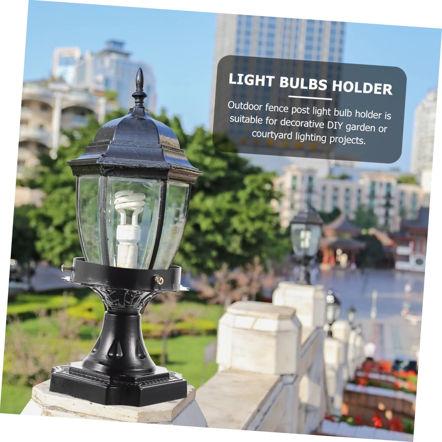 LALAFINA 2pcs E27 Screw Light Sockets Outdoor Fence Post Lamp Holders Solar Post Lights Easy Install