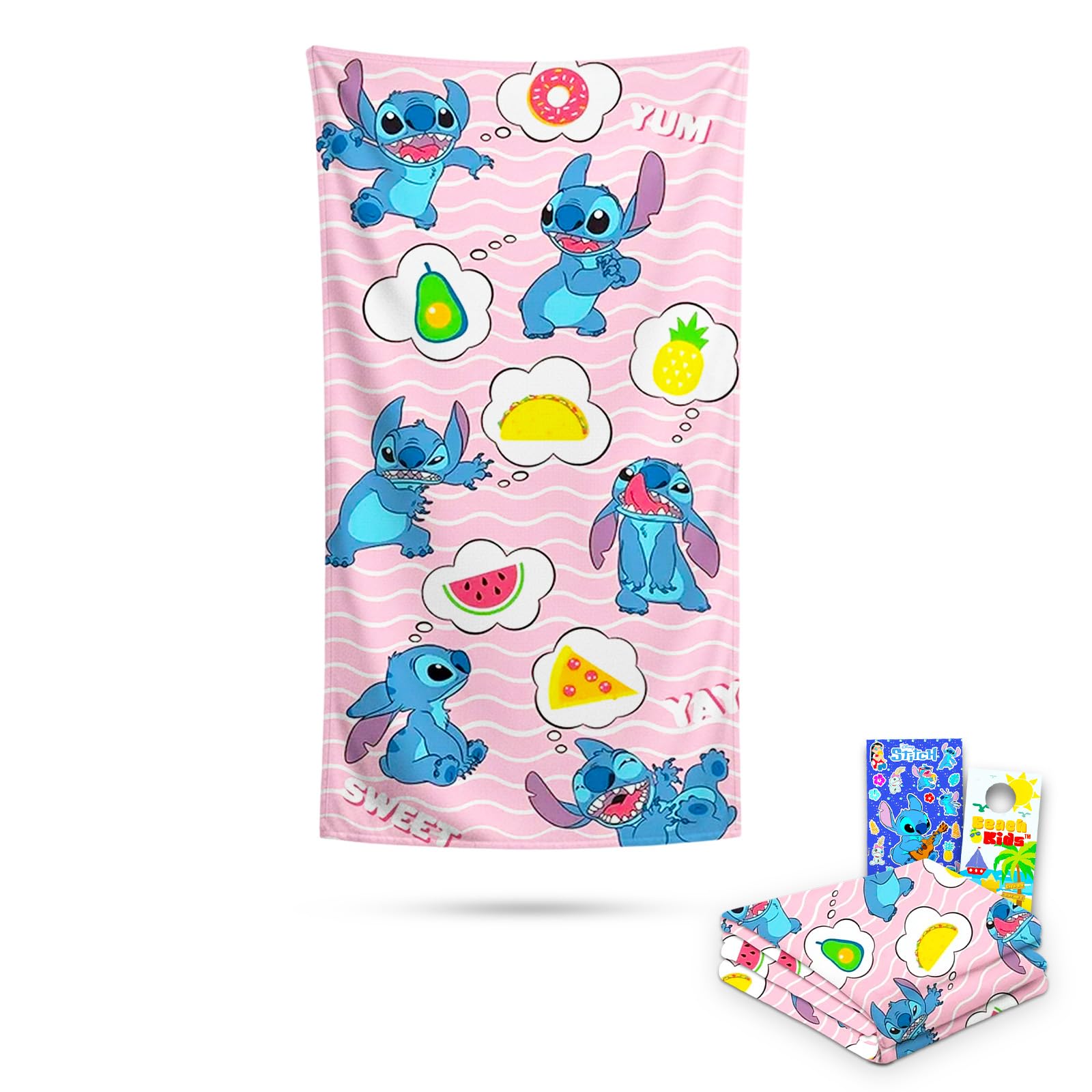 Amazon.co.jp: Disney Stitch ビーチタオルセット - 40インチ x 72