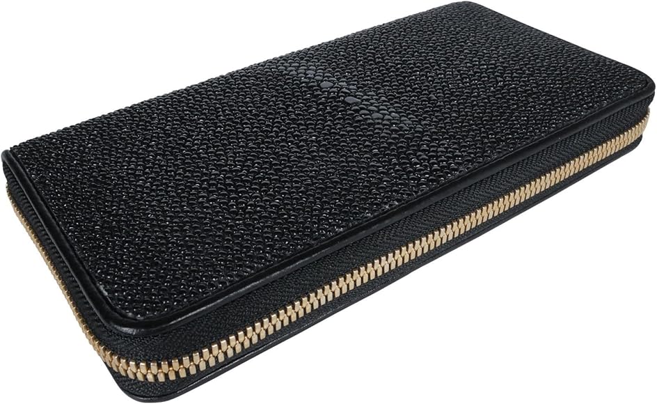 Amazon | [BAHARI] ガルーシャ 長財布 ブラック (キャビア&ゴールド  