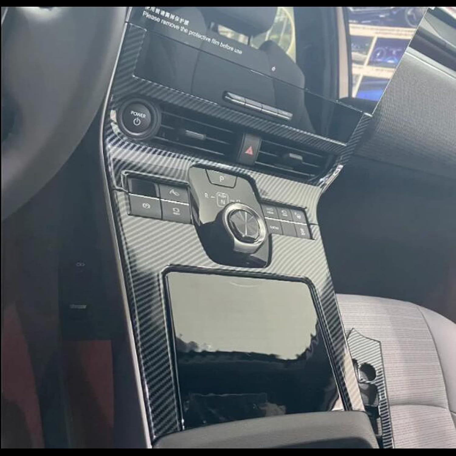 for Toyota bz4x 2022 2023 2024 for Subaru Solterra 2023 2024 3PCS Car Gear Shift Knob Cover Trim Carbon Fiber ABS Car Styling Accessories (Black)