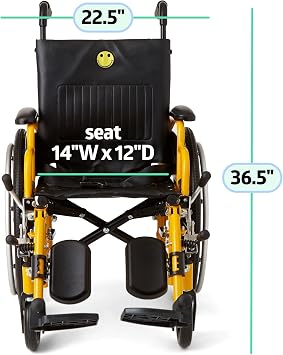 Medline Pediatric Wheelchair for Children - Promoting Comfort and Mobility, 14W x 12D Seat