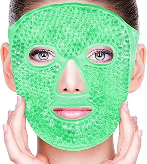 Hot & Cold Gel Mask for Face - Relieve Headaches, Puffy Eyes, Dark Circles, Full Face Cover, Promotes Relaxation & Skin Care (Green)