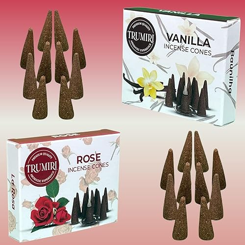 Miniatura 8 de Conos de incienso  Paquete combinado de 20 conos de incienso  10 vainilla + 10 rosas  Conos de incienso  Conos de incienso perfumados  Aromas de