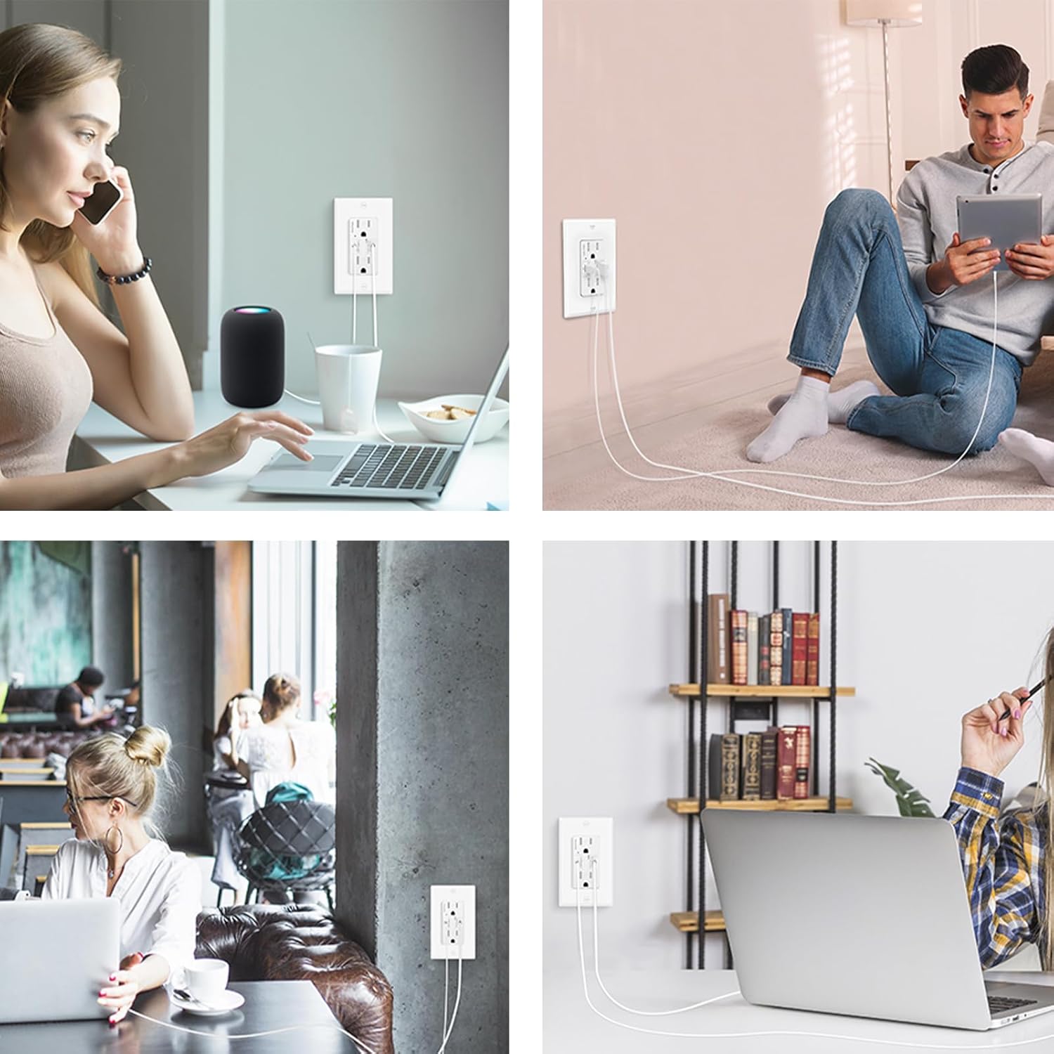 Remote Control Outlet+USB C Outlet PD 24W,GREENCYCLE 1PK 15 Amp Wall Outlet with Fast Charge,Wall Mounted Outlet with 4.8A USB A/C Ports,Large Watt USB C Outlets,Wall Plate Included,Commercial Grade,U