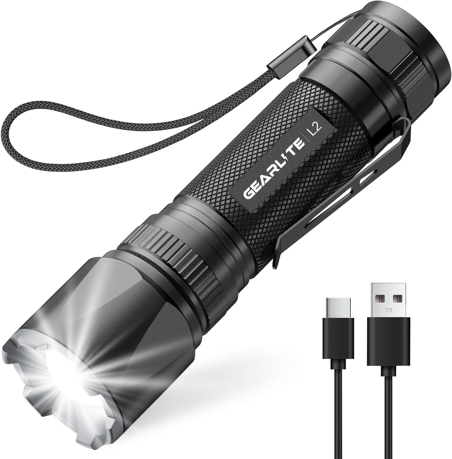 REHKITTZ LED Taschenlampe Extrem Hell 2000 Lumen, 2500 mAh