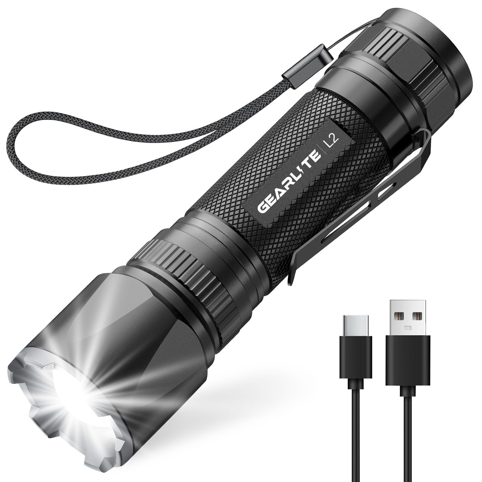 GEARLITE LED Rechargeable Torch, Super Bright Zoomable 3000 Lumen Mini Torch with 3 Light Modes & Long Operating Time, IP65 Waterproof Tactical Torch for Camping, Fishing, Hiking, Outdoor, Emergency-image-18