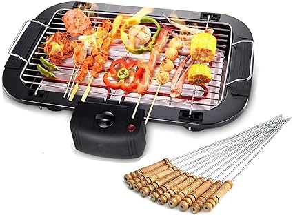 VRJV Officials Electric Barbecue Grill Non Stick with 5 Temperature Adjustments Portable Electric Grill