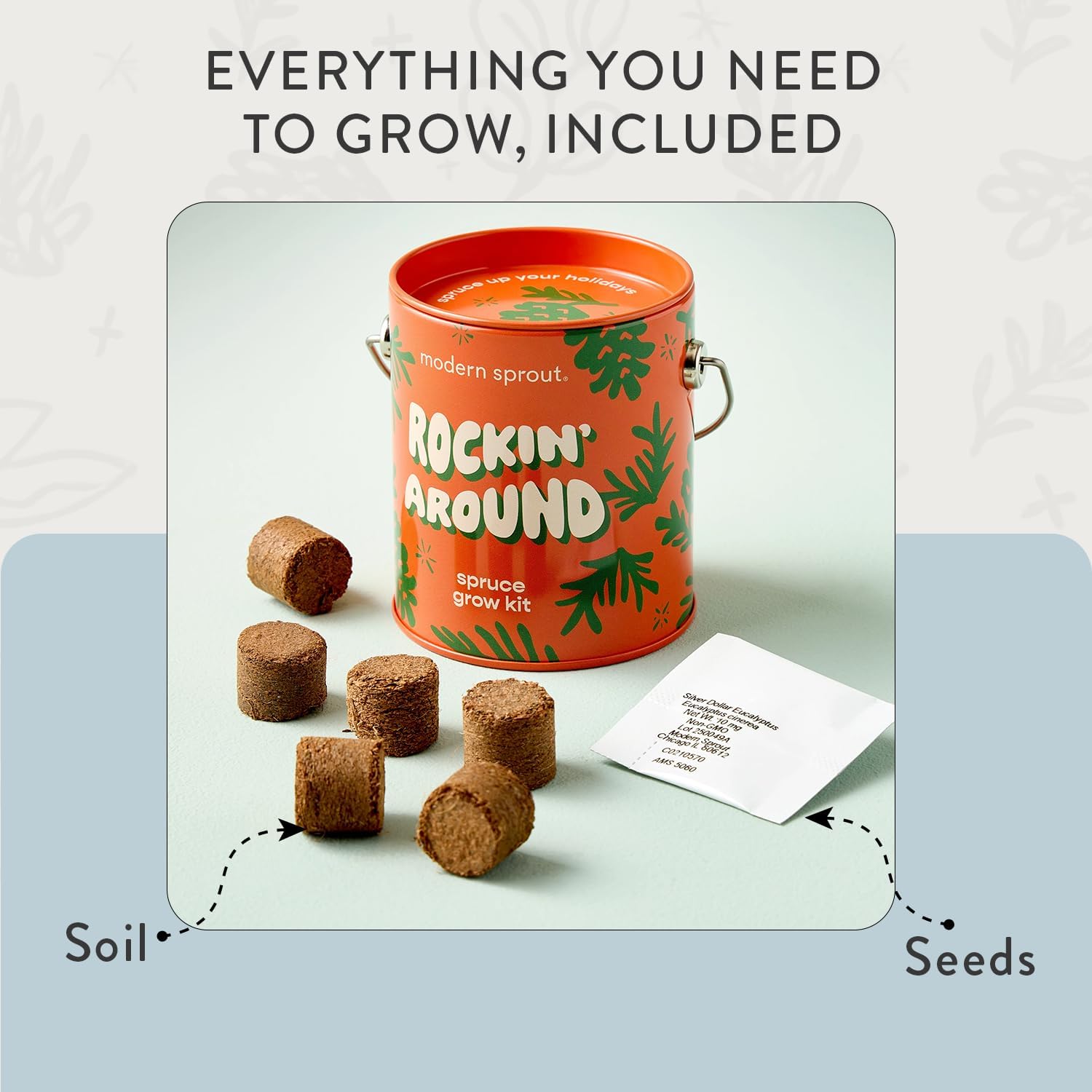 Modern Sprout Complimentary Seed Starter Grow Kits (Pack of 3) - Unique Gift for Plant Lovers - Includes Organic Spruce Eucalyptus and Agave Seeds - Plant and Gardening Gifts that Grows with Love