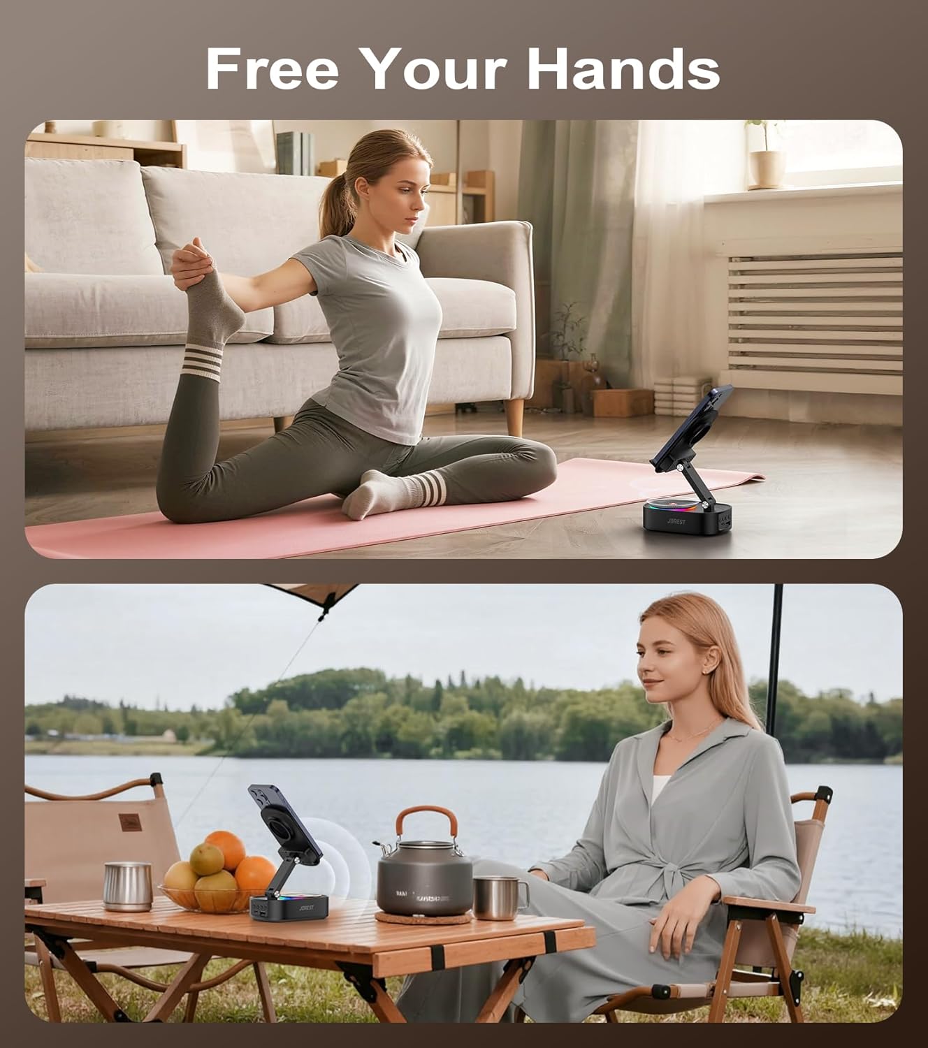 Jorest Wireless Induction Speaker,Cell Phone Stand with Bluetooth Speaker,Valentine's Gifts for Older Men Women Teenage Boy,Ampilifer Gadget Foldable with iPhone/Ipad,Birthday Gift for Dad Father - Image 6