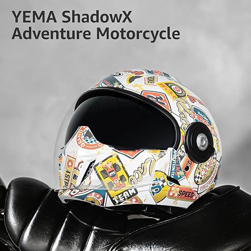 Miniatura 4 de YEMA Casco Convertible de Motocicleta 34 Cara Completa Aprobado por DOT - Casco de Motocross Todoterreno de Doble Visera para Adultos, Diseño
