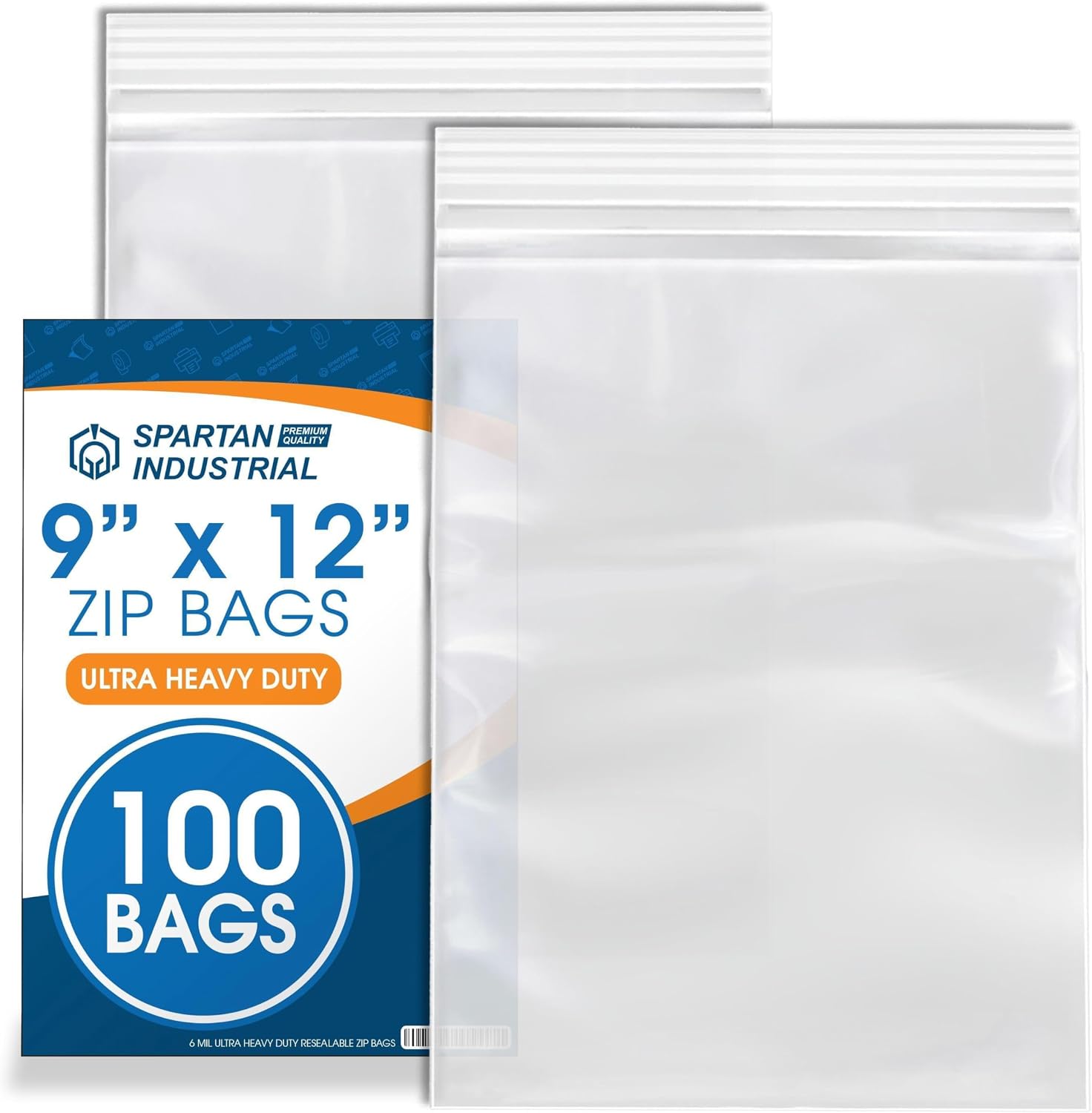 9" X 12" Plastic Zip Bags (6 Mil, 100 Count) - Extra Heavy-Duty Zip Bags
