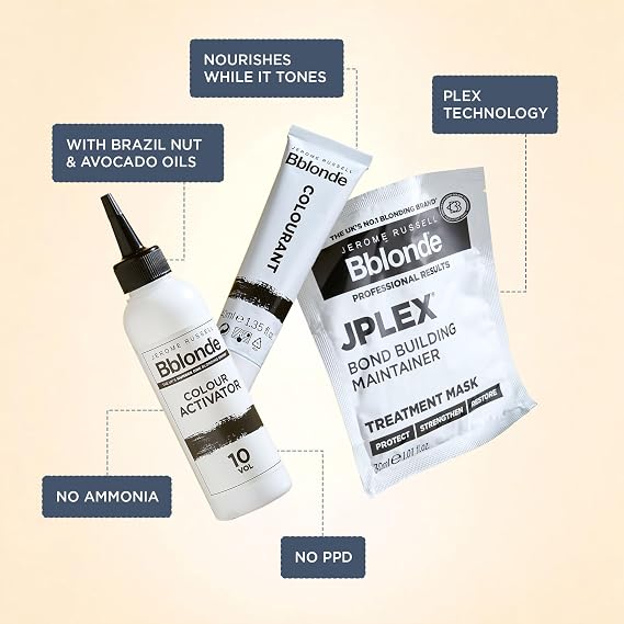 Jerome Russell Bblonde Brighten & Repair ASH Toner | 150ml | Neutralises Brassiness | Bright Ash Blonde Results | Bond-Building Care | Ammonia-Free | Vegan Formula