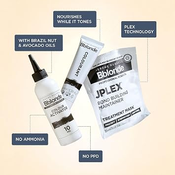 Jerome Russell Bblonde Brighten & Repair ASH Toner | 150ml | Neutralises Brassiness | Bright Ash Blonde Results | Bond-Building Care | Ammonia-Free | Vegan Formula