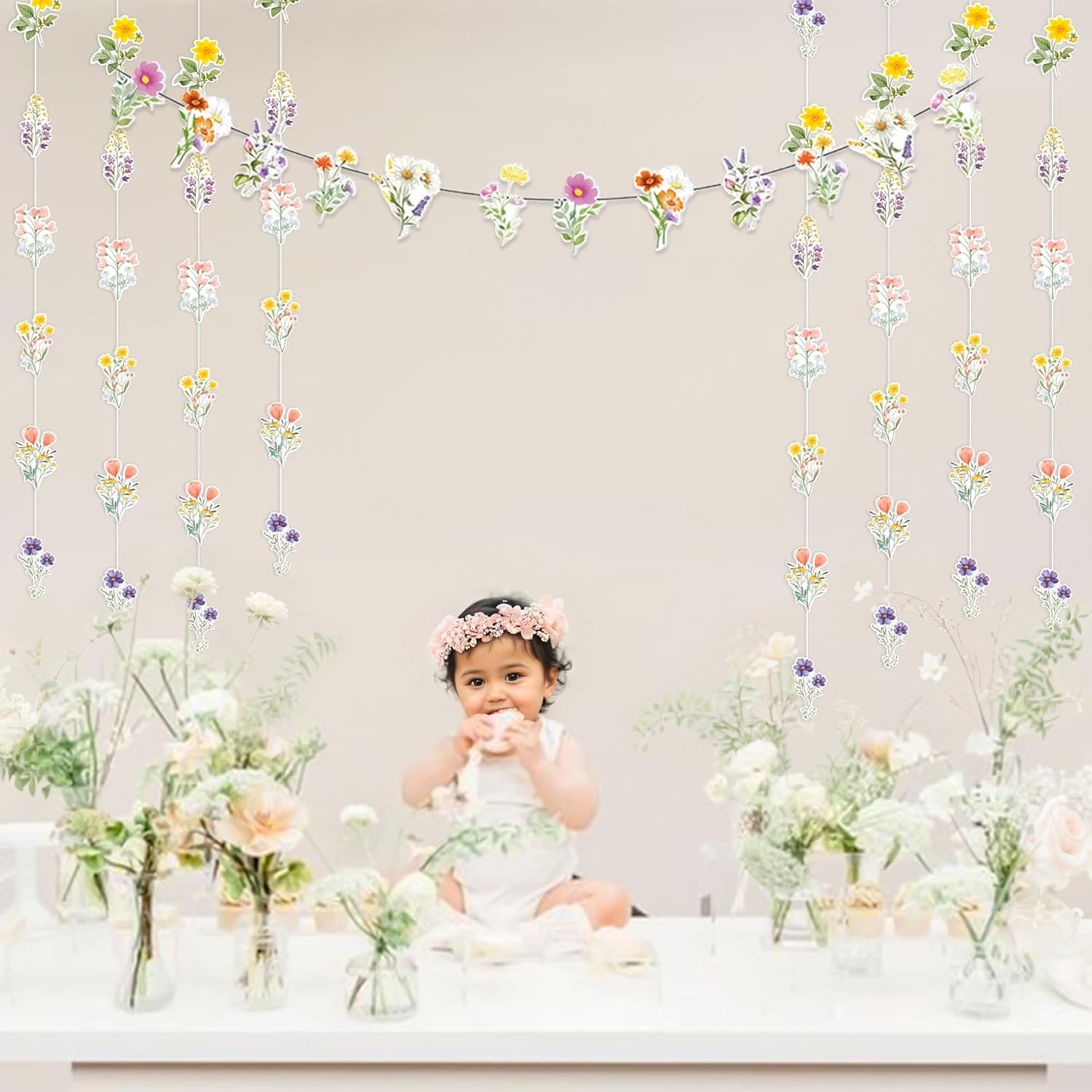 Wildflower Banner Decorations Bridal Shower Decorations Backdrop for Floral Spring Engagement Wedding Bachelorette Party Decor Supplies Photo Booth Props - Image 4