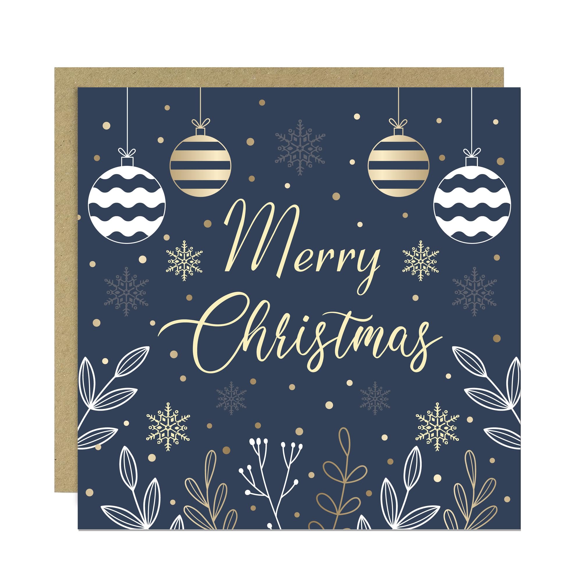 RED OCEAN Christmas Card Festive Seasons Greetings Card For Family and Friends Xmas Cards For Men Women 145x145mm With Brown Kraft Envelope