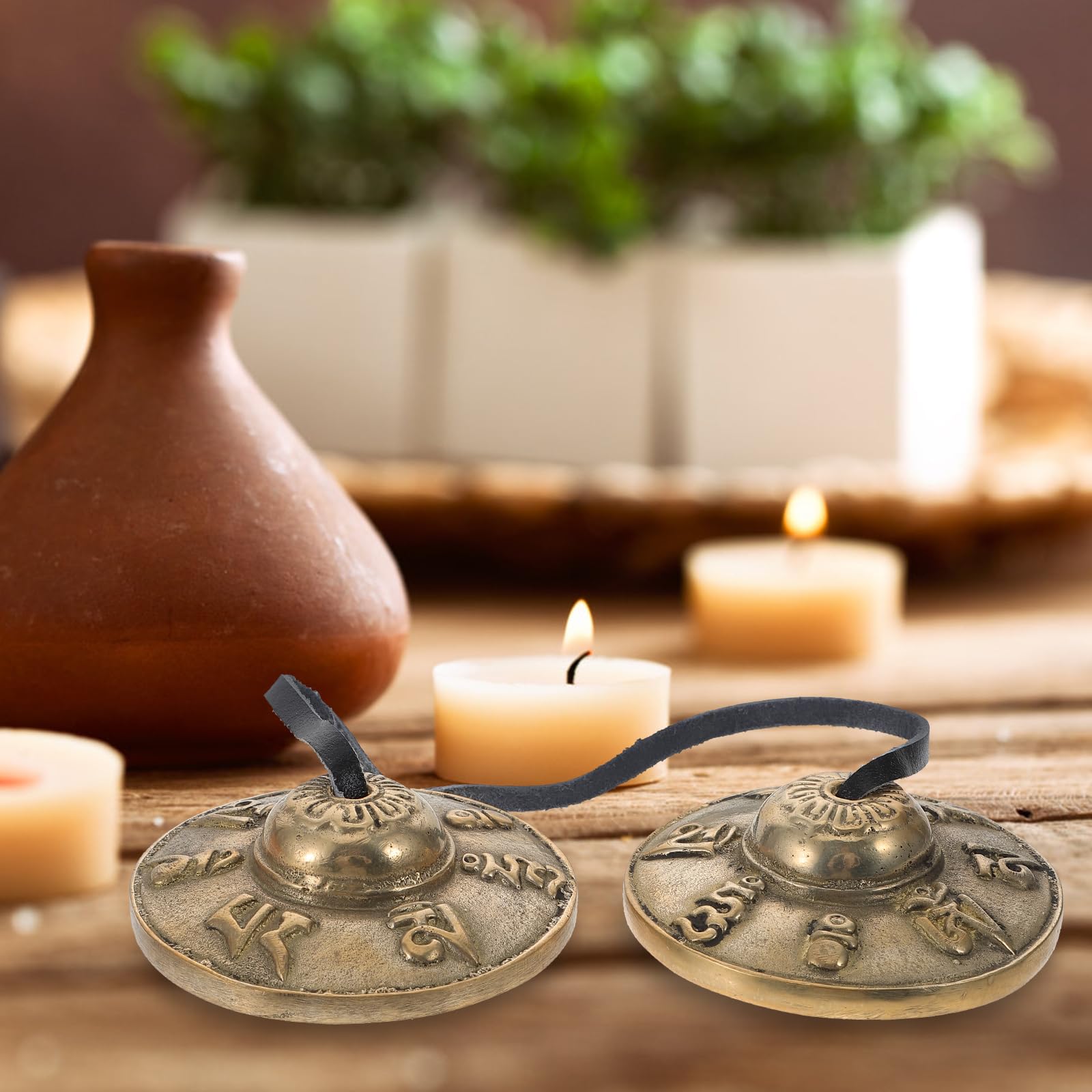 HOMSFOU 1 Satz Tibetische Tingsha-Glocken Meditationsglocke Behälter Musikinstrument Kinderinstrumente Touch-The-Bell Nepal-Schlaginstrument Mini-Kupfer-Fingerbecken
