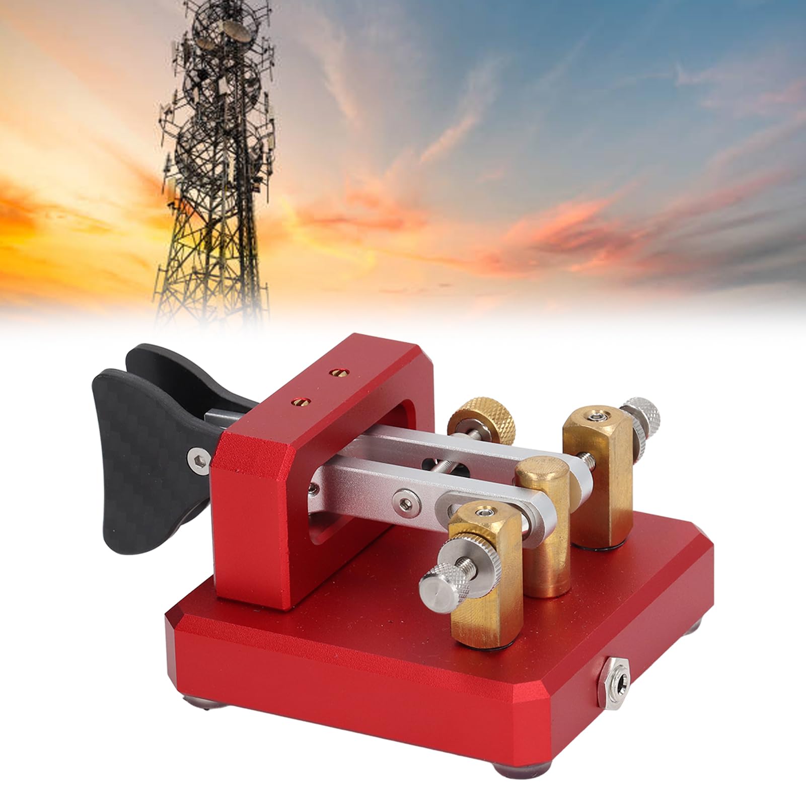 Tasto Morse Doppia Leva Automatico CW Onde Corte (rosso)