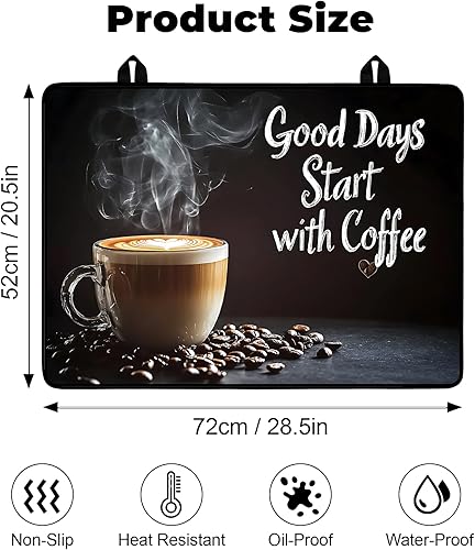 Miniatura 2 de Cubierta de estufa de vidrio resistente al calor con revestimiento de goma antideslizante – Protector de estufa eléctrica, resistente a los