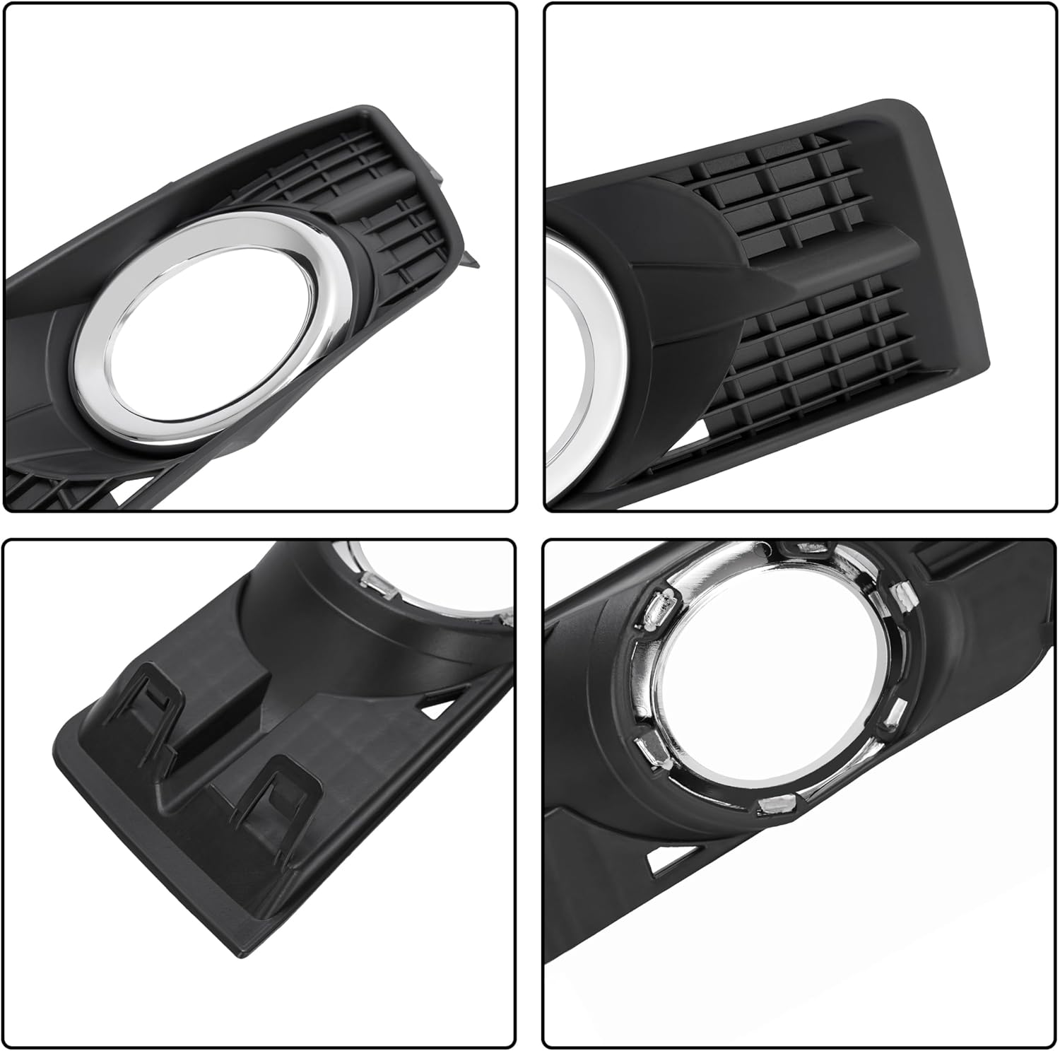 HECASA Pair Fog Light&Bezel Compatible with 2010-2016 Cadillac SRX Replacement for GM2592301 GM2593301 GM1038125 GM1039125 Fog Lamp Trim Cover Clear Lens Black Bezel - Driver&Passenger Side