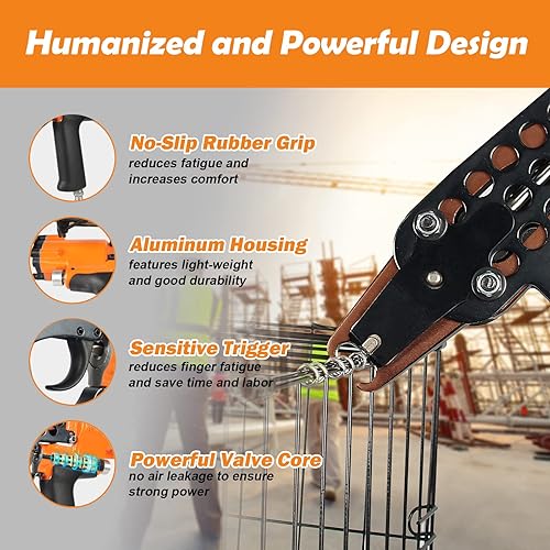 Miniatura 4 de K-SC7E - Pistola neumática de anillo de cerdo de calibre 15, corona de 34 pulgadas, 0.276 in a 0.315 in de diámetro de cierre con nariz larga,