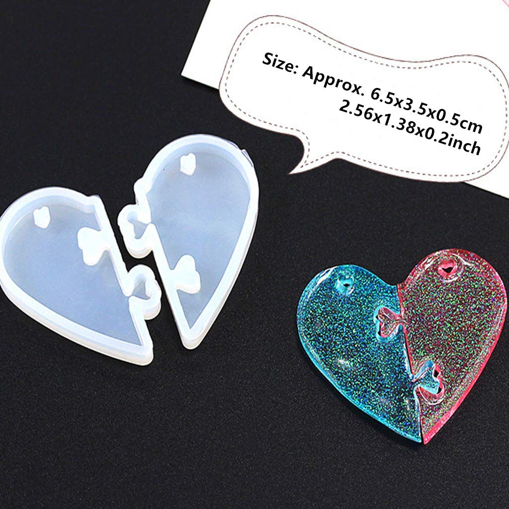 Stampo In Silicone A Forma Di Cuore Spezzato | Per Resina Epossidica E Argilla Polimerica | 6,5 X 3,5 Cm - 4