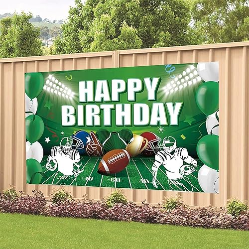 Miniatura 3 de Decoración de fiesta de cumpleaños de fútbol americano con texto en inglés Happy Birthday, póster para decoración de fiestas de fútbol, suministros