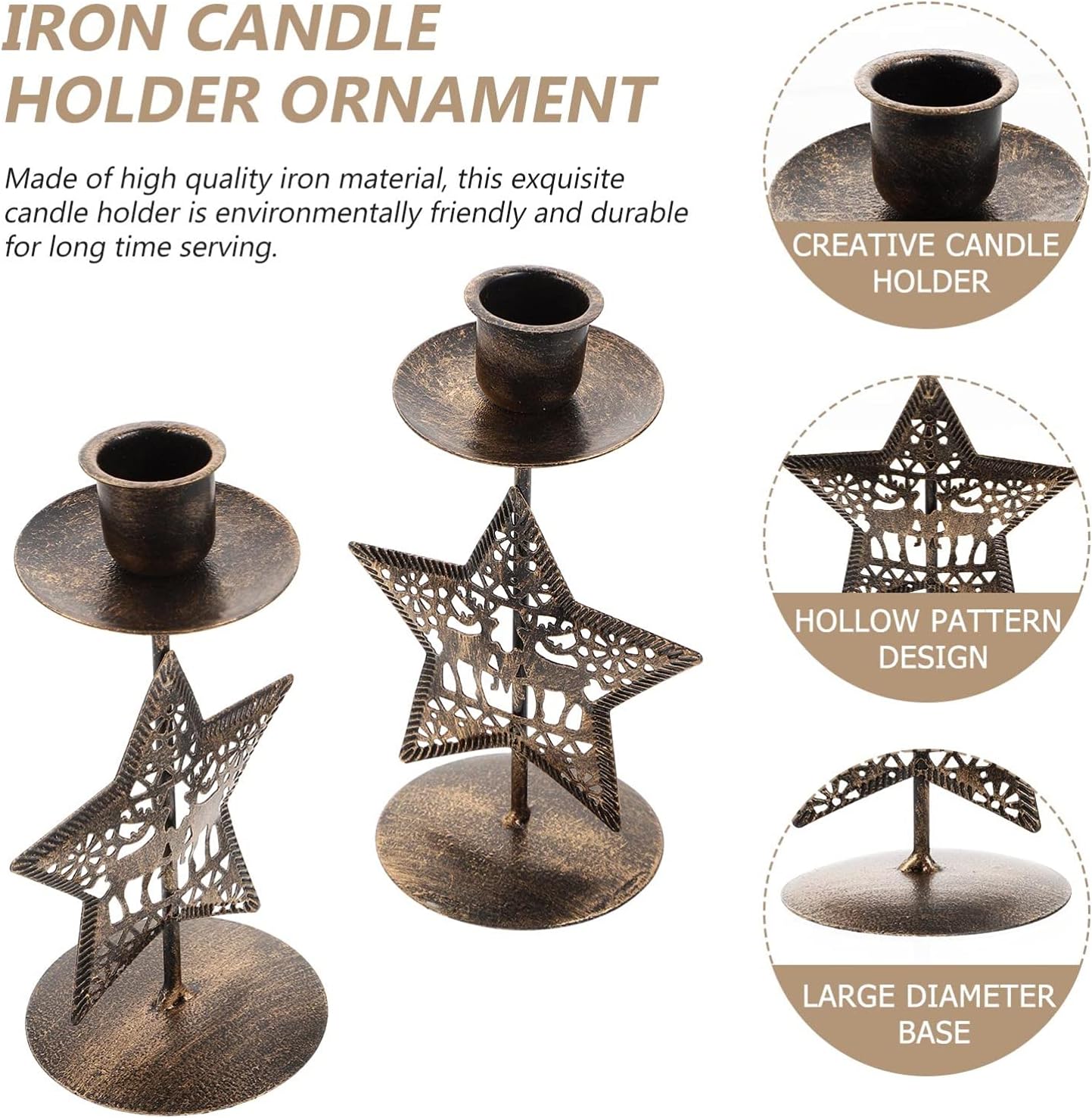 Zerodeko 4pcs Retro Iron Candle Holders for Christmas Decoration Elegant Vintage Design for Home Decor Weddings Parties and Festive Occasions