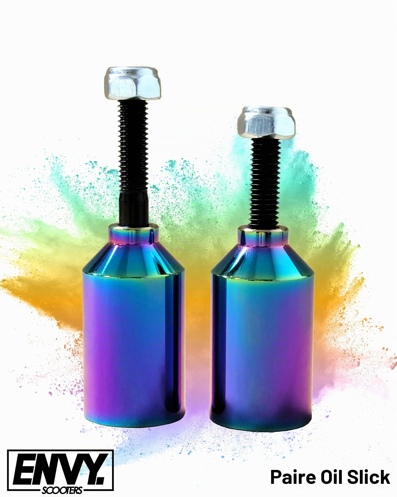 Blunt Chevilles de trottinette en aluminium Rainbow Neochrome avec axes