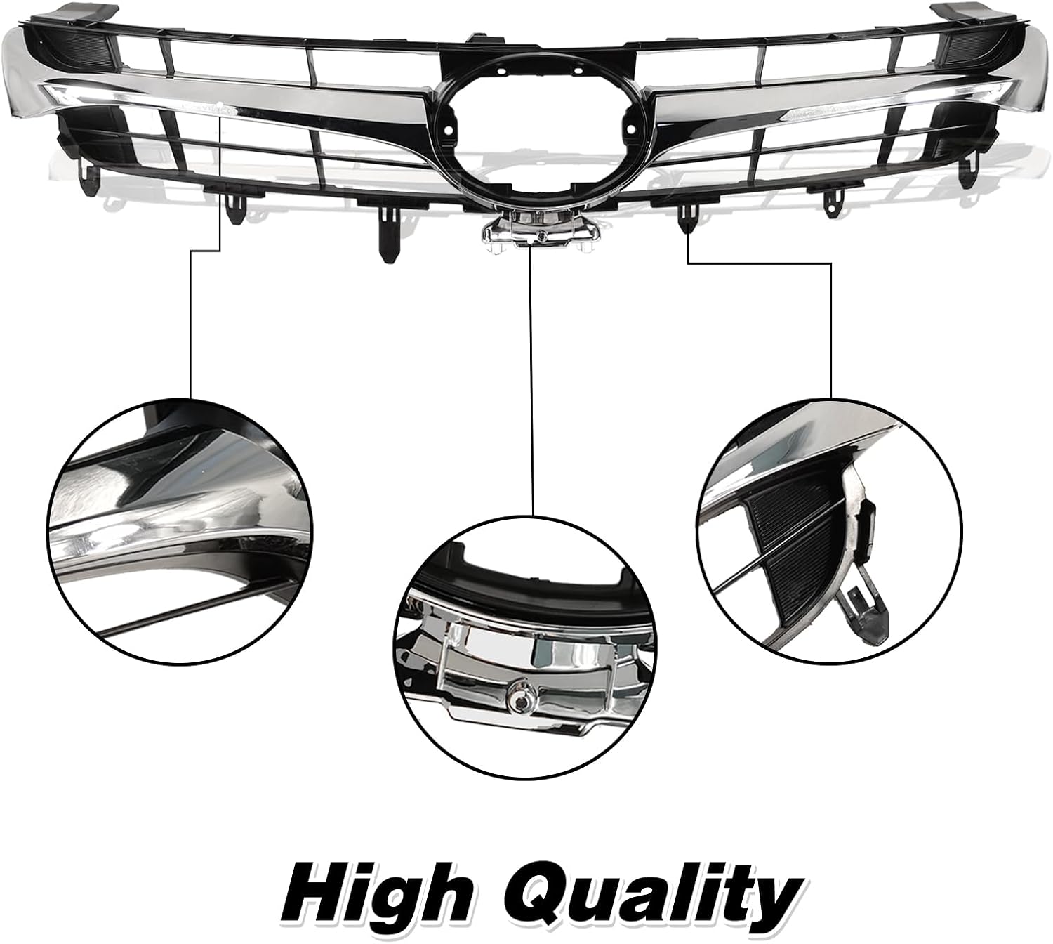 Bewild Front Bumper Upper Grille Grill Assembly Compatible with 2015 2016 2017 Toyota Camry LE SE XLE XSE Black & Chrome Front Upper Hood Grill Replace 5310106611,5310106411