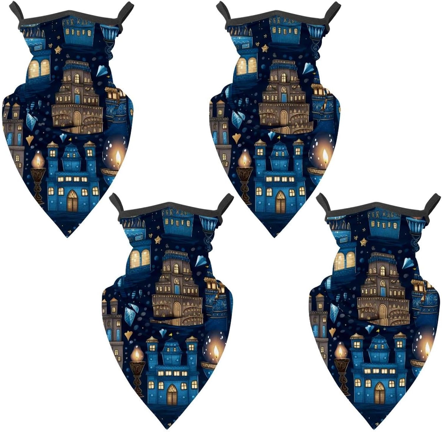 4 Pieces Hanukkah Chanukah UV Protector Scarf, Summer Cooling Neck Gaiter for Men/Women