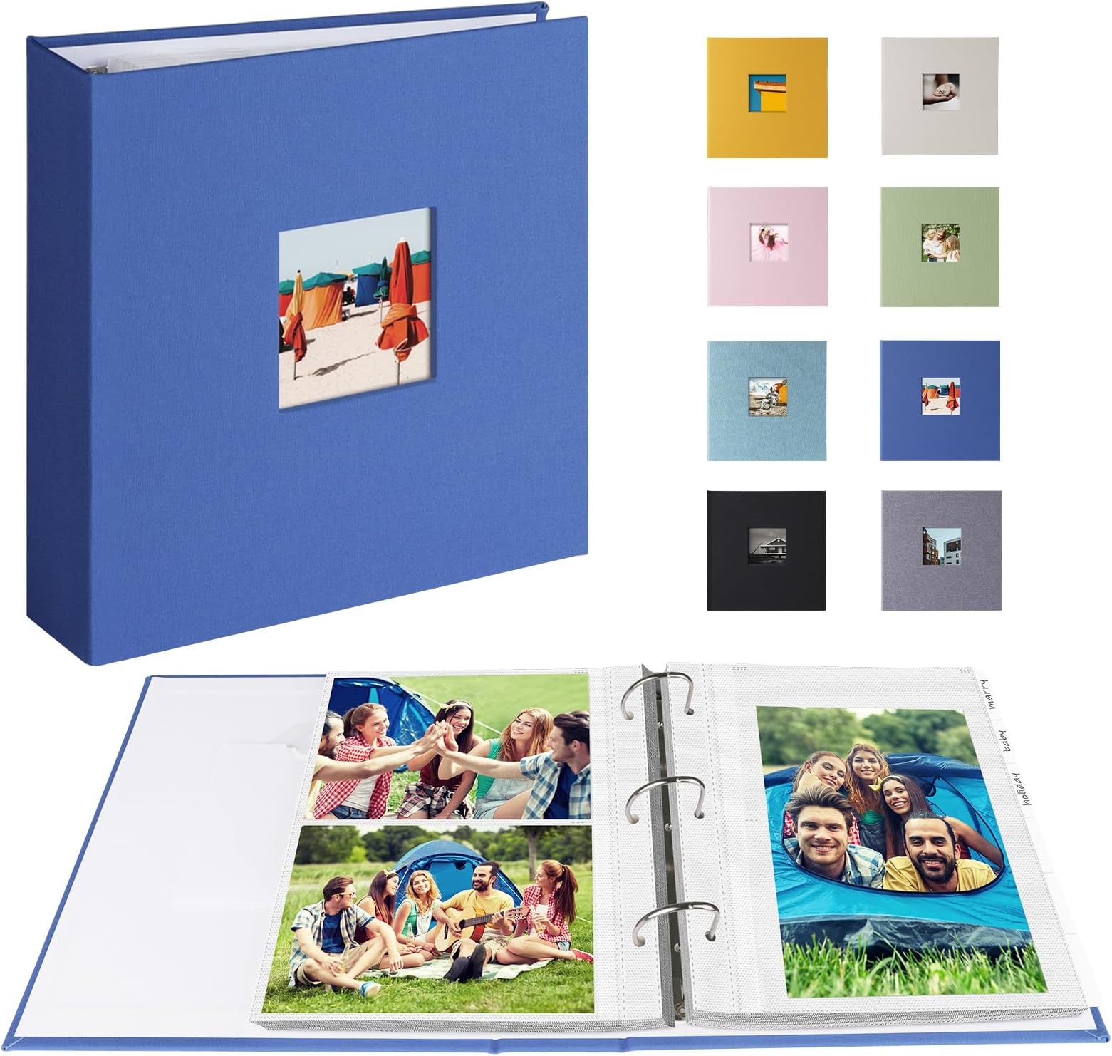 1DOT2 Photo Album 4x6 Photos Hold 200 or 5x7 Pictures Hold 100, 3 Ring Binder Photo Albums Linen Cover with 6-Tab Index Dividers Photo Book Acid Free Albums 4x6 5x7 for Family Wedding Baby (Blue)