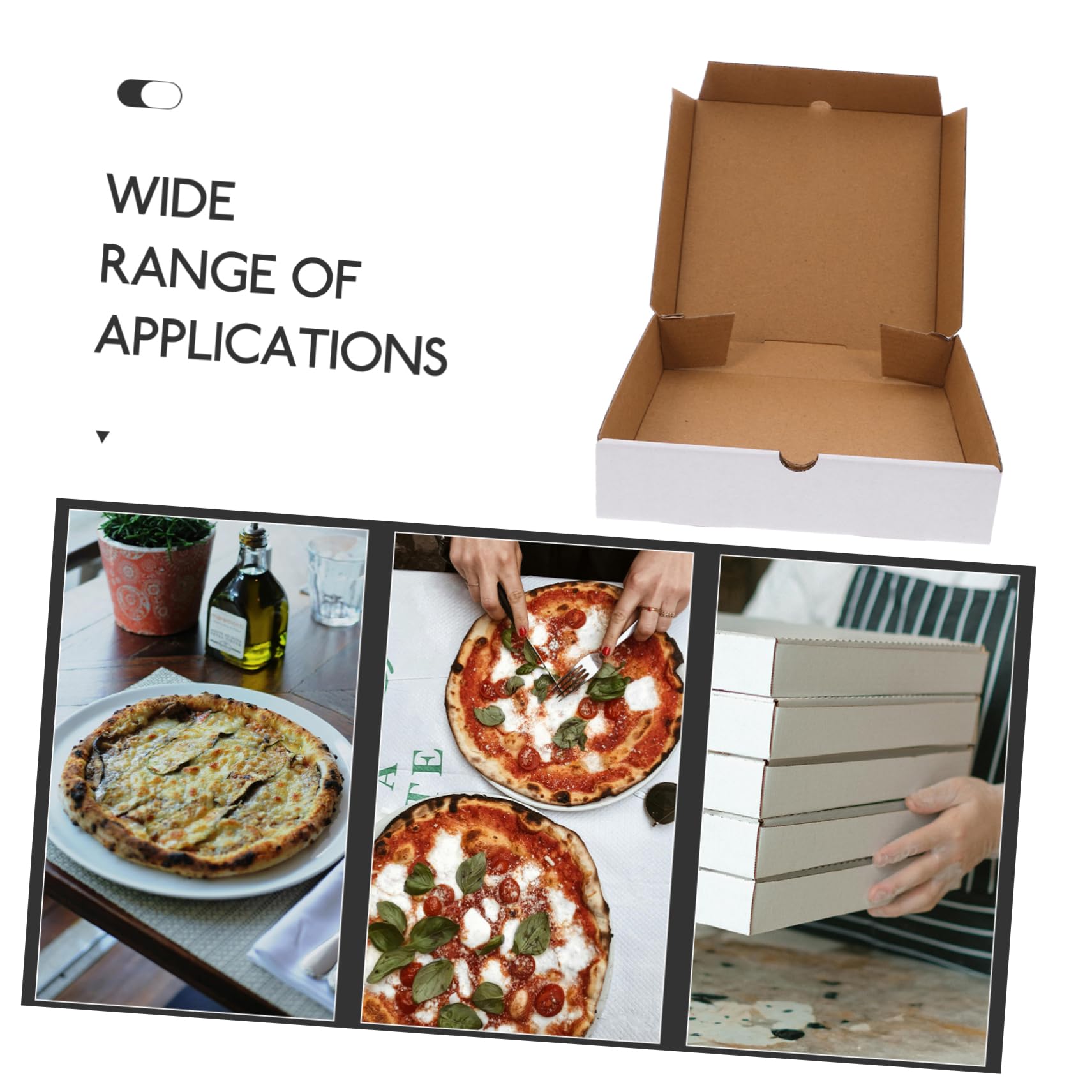 Scatola Pizza Piccola in Carta Kraft Bianca, 30 Pezzi | Imballo Ondulato Riutilizzabile, per Trasporto e Conservazione Alimenti, Confezione da 30 Pezzi