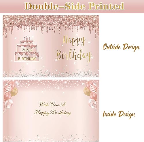 Miniatura 2 de Tarjeta de cumpleaños jumbo con sobre, libro de invitados gigante, tarjetas de felicitación de feliz cumpleaños para niñas y mujeres, tarjetas de