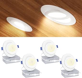 Ensenior 4 Inch Gimbal LED Recessed Light, 5CCT, 9W, 900LM, 4 Pack