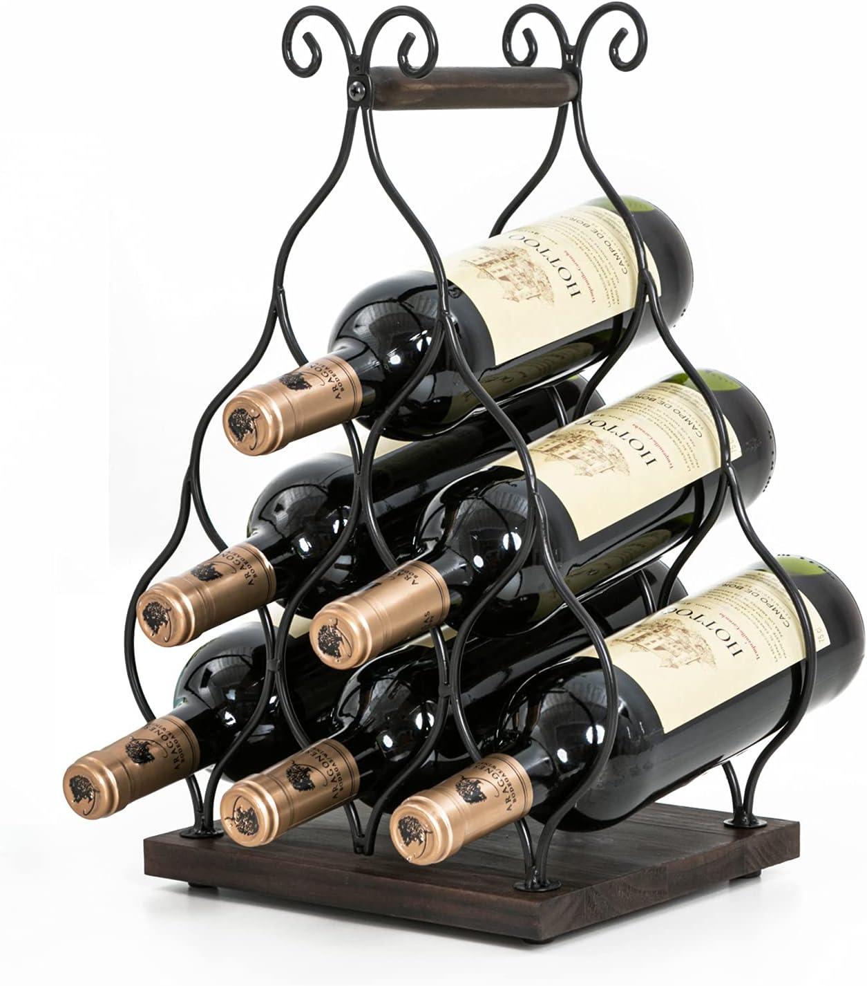 SODUKU Rustic Wood Countertop Wine Rack 6 Bottles No Need Assembly Home & Kitchen