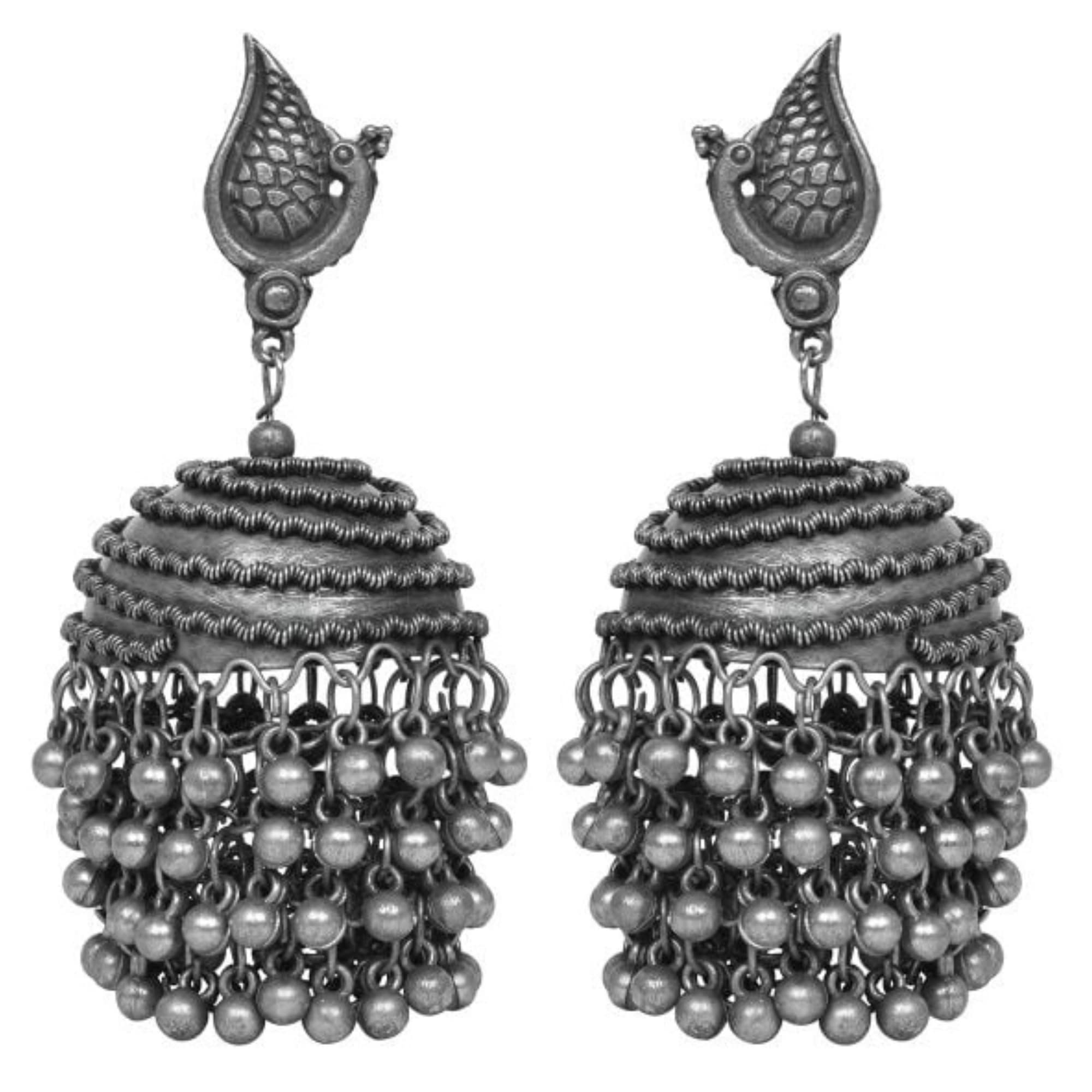 Dulcett India | Oxidised Jhumka Afghani Style | Black Metal Oxidised Earrings | Oxidised Silver Jhumka | Black Polish Designer Earring With Jhumka for Girls & Women (B0BVBT8V3Q) Amazon Price History, Amazon Price Tracker