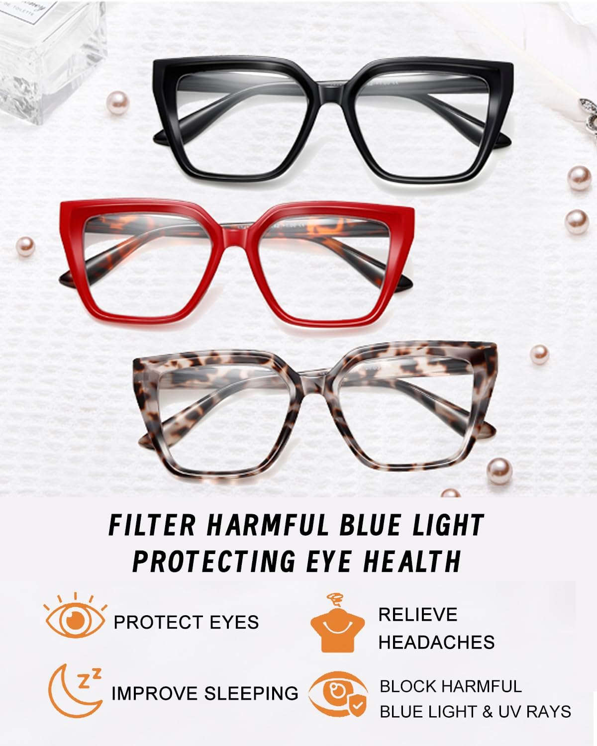 Hubeye Reading Glasses for Women Blue Light Blocking Computer Readers Oprah Square Anti Glare/Eyestrain Spring Hinge - Image 6