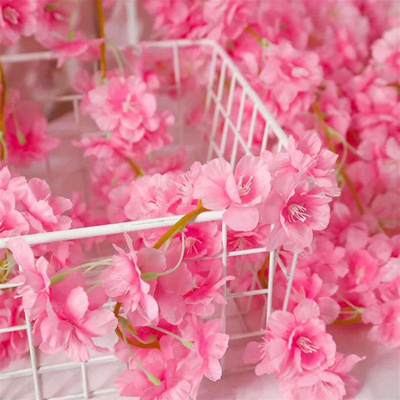 Girlanda rattanowa. Różowa girlanda z wiśni, pnącza, łuk ogrodowy, dekoracja weselna, domowa(1.8m pink)