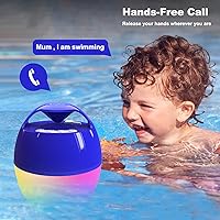 Vista 6 de Portable Bluetooth Pool Speakers,Hot Tub Speaker with Colorful Lights,IP68 Waterproof Floating Speaker,360° Surround Stereo Sound,85ft Bluetooth