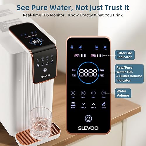 Miniatura 6 de Encimera de filtro de agua de ósmosis inversa, 100 GPD, sistema de filtración de agua RO de 5 etapas con visualización en tiempo real TDS y tanque