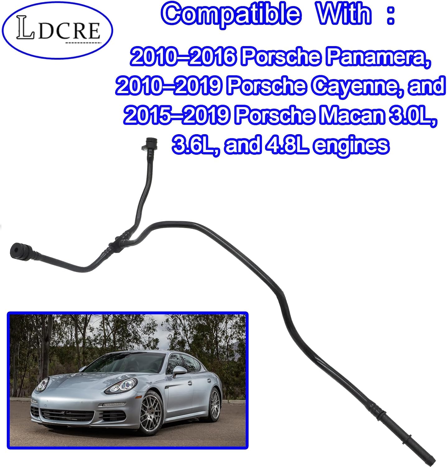 Coolant Vent Breather Hose Line 94610602660 Compatible with Porsche Panamera 2010-2016, Cayenne 2010-2019, Macan 2015-2019, Engine 3.0L 3.6L 4.8L, Replaces 946 106 026 60