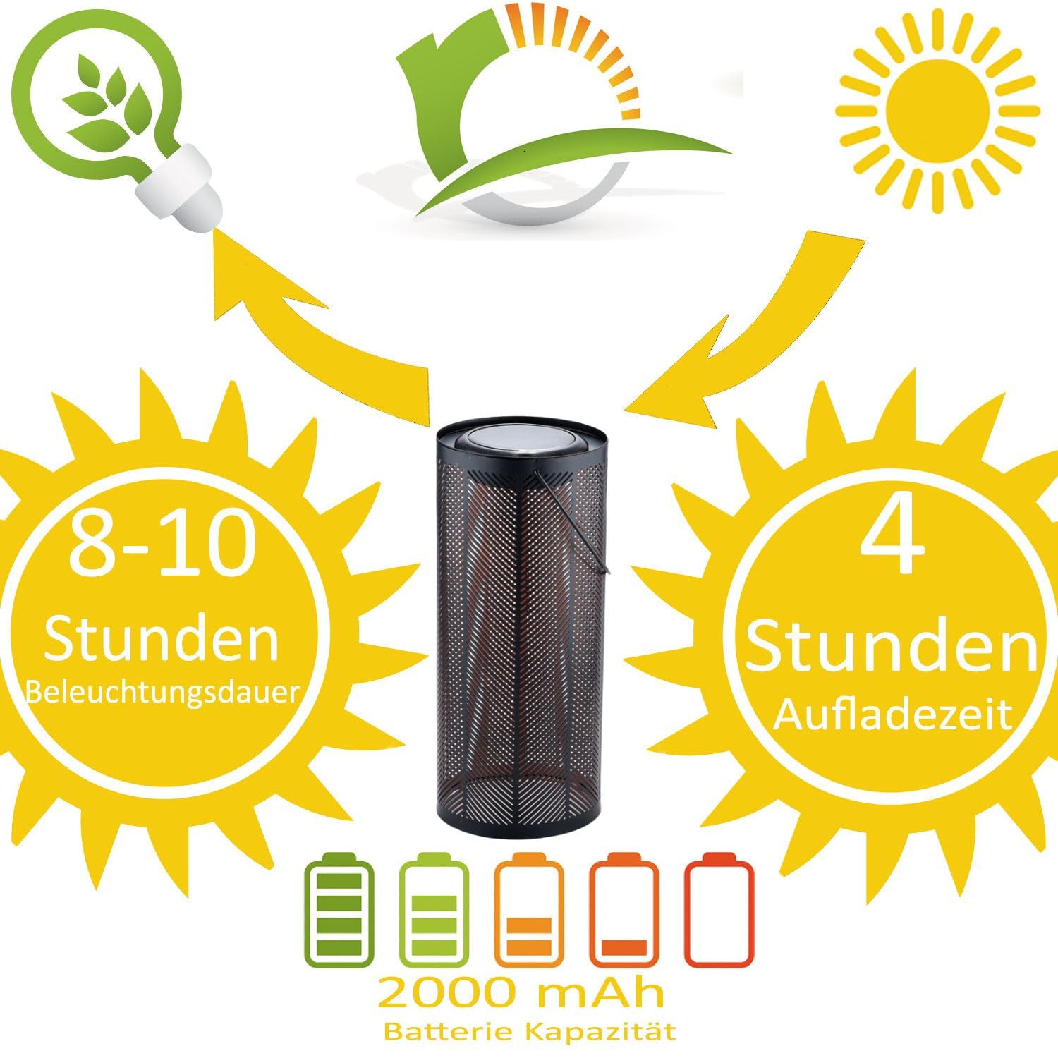 2er Set Skandinavische Solarlaterne Bamba aus Metall in Schwarz 30 cm