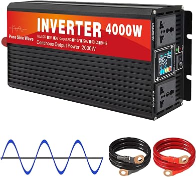 4000W DC 12V/24V/48V/60V/72V Pure Sine Wave Inverter Charger DC Input AC Output 120V/230V Low Frequency Solar Power Inverter ConverterSize12v to 110v