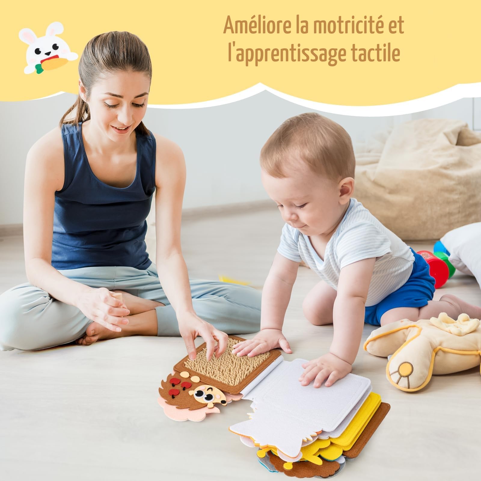 8PCS Tapis Sensoriel Bébé: Jouets sensoriels pour bébés et Enfants en Bas âge - Carreaux Tapis Sensoriel Animaux texturés Tactiles pour Enfants autistes